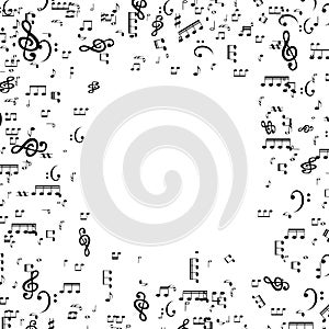 Set of musical notes, Treble clef. Vector Illustration.