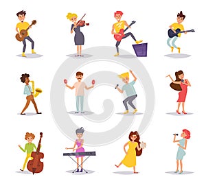 Set with musicians. Vector.