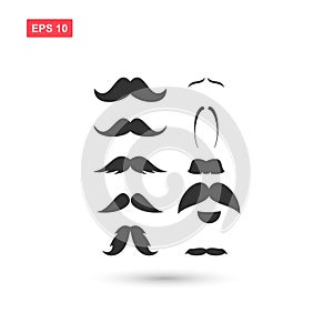 Set of mustache vector icon isolated