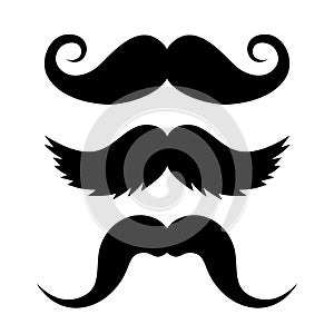 Set of Mustache on White Background. Vector