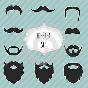 Set of mustaches and beards vintage elements