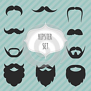 Set of mustaches and beards vintage elements photo