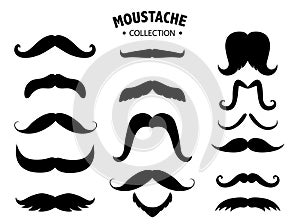 Set of mustaches silhouettes, Men`s mustaches,Vector illustrations