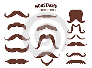 Set of mustaches silhouettes, Men`s mustaches,Vector illustrations