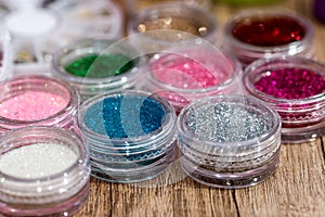 Set of nail glitters of different colors