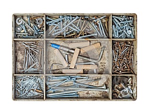 Set of nails and bolts