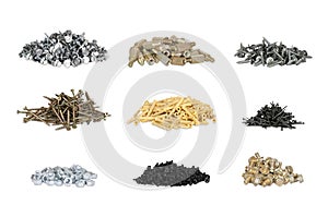 Set of nails, screws and nuts
