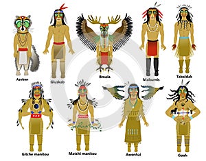 A set of Native American gods photo