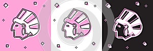 Set Native American Indian icon isolated on pink and white, black background. Vector