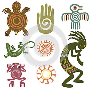 Set of Native Americans ethnic symbols photo