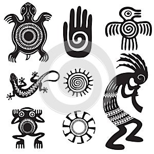 Set of Native Americans ethnic symbols photo