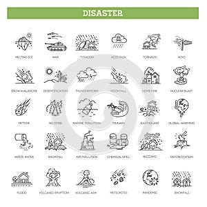 Set of natural disaster icons. Vector illustration