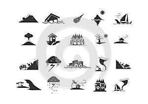 set of natural disaster icons. Vector illustration decorative design