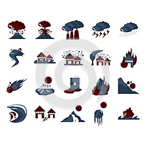 Set of natural disaster icons. Vector illustration decorative design