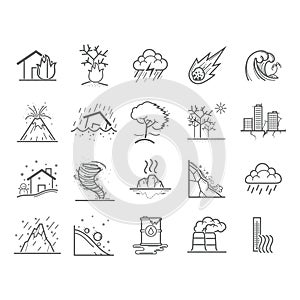 Set of natural disaster icons. Vector illustration decorative design