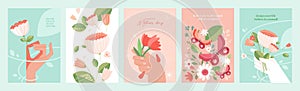 Set of natural and floral vector illustrations.