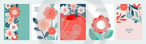 Set of natural and floral vector illustrations.