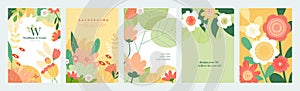 Set of natural and floral vector illustrations.