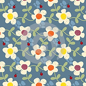 set natural flower pattern background four