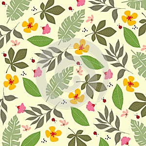 set natural flower pattern background one