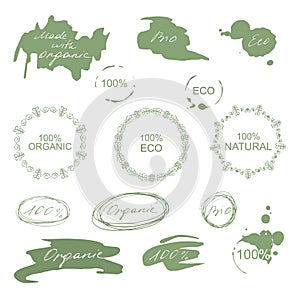 Set of natural organic eco badges and labels