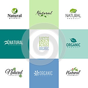 Set of natural and organic products logo templates. Leaves