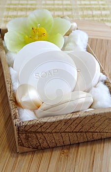 A set of natural organic soaps for spa or bath