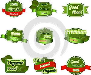 Set of natural premium fresh labels photo