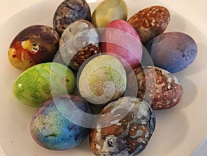 Set of naturally colored easter eggs