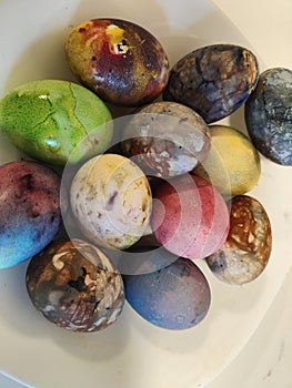 Set of naturally colored easter eggs