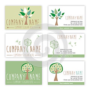 Set of nature and gardening business cards