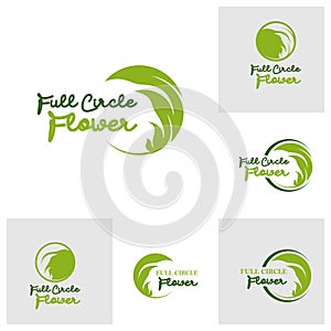 Set of Nature Leaf Logo Design Template. Circle Leaf logo concept vector. Creative Icon Symbol