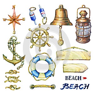 Set of nautical objects.