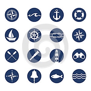 Set of nautical sea ocean sailing icons