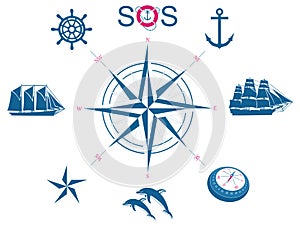 Set of nautical symbols