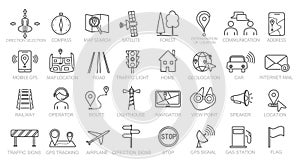 Set of navigation, location, transportation, GPS icons