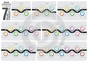 Set of Navigation map infographic timeline concept. Winding road