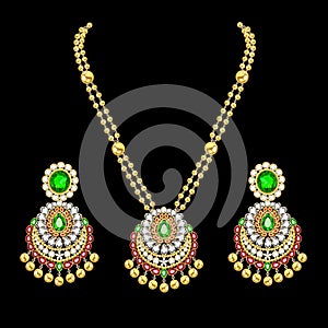 set of necklace and earrings, wedding female diamond