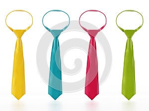 Set of neckties with various textures. 3D illustration