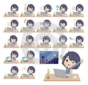 A set of NEET women on desk work