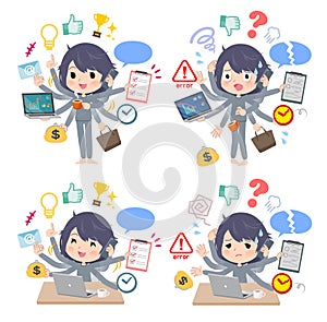 A set of NEET women who perform multitasking in the office