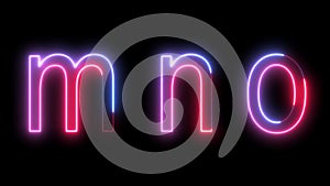 Set of Neon Glowing Seamless Looping Lower case Letters