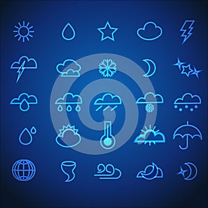 Set of Neon Stroke Weather Icons