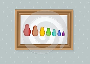 Set of nesting dolls in a frame