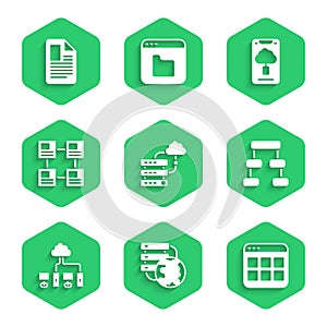 Set Network cloud connection, Browser files, Hierarchy organogram chart, Computer network, Cloud technology data