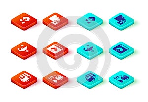 Set Network cloud connection, Filter setting, Failed access storage, Folder and lock and Cloud hacking icon. Vector