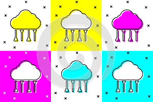 Set Network cloud connection icon isolated on color background. Social technology. Cloud computing concept. Vector