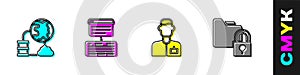 Set Network cloud connection, Server, Data, Web Hosting, Analyst engineer and Folder and lock icon. Vector