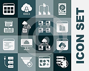 Set Network cloud connection, Cloud technology data transfer, File missing, Folder tree, Server, Data, Web Hosting
