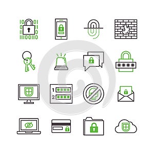 Set of network security concepts. Vector illustration decorative design